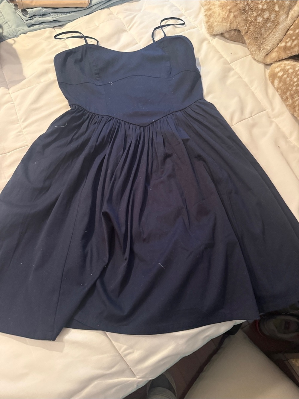 Navy Spaghetti Strap Sweetheart Dress